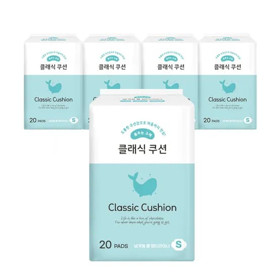 춤추는고래 날개형 롱 팬티라이너 소형 20개입 5팩