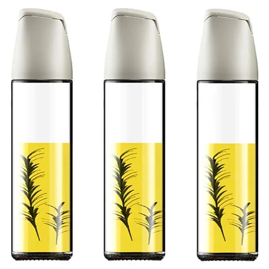일상가 자동 개폐 원형 유리 오일병 디스펜서, 아이보리+옐로우+그린, 500ml, 3병, 1세트