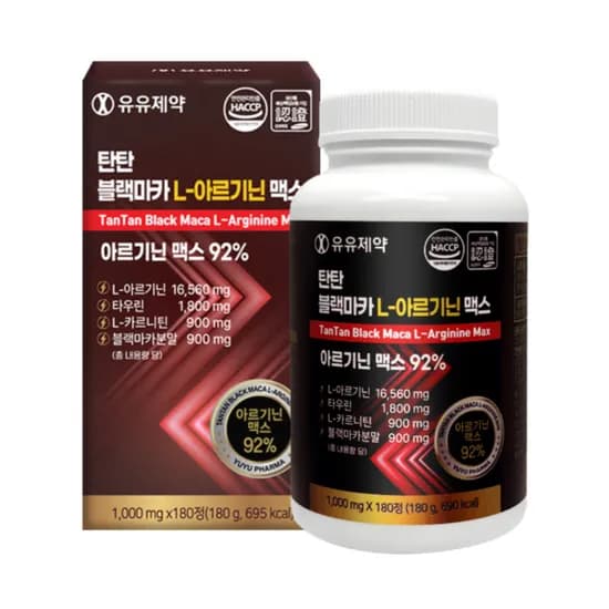 유유제약 탄탄 블랙마카 L-아르기닌 맥스, 180정, 1박스