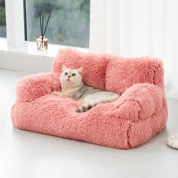 MAVY PET 플러피 강아지 고양이 소파 방석 S 핑크 1개