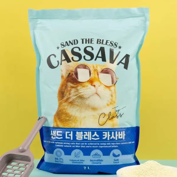 레옹펫 샌드더블레스 카사바 고양이모래 무향 7L 3개