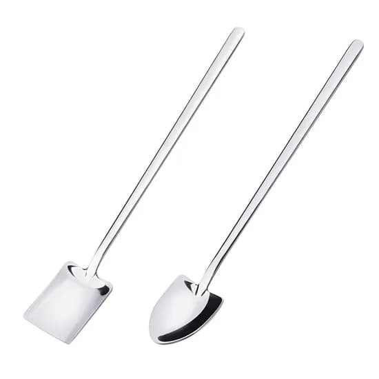 삽 모양 스텐 티스푼 디저트 롱 스푼, DD-11695, 실버, 18cm, 2개, 1세트