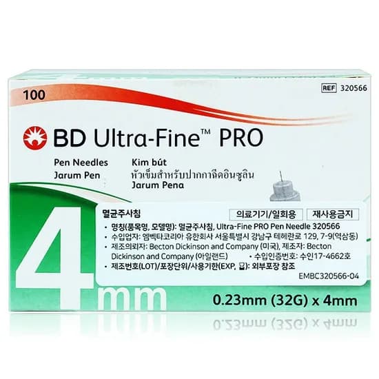 BD 펜니들 울트라파인프로 마이크로 32G 4mm 100개 멸균주사침