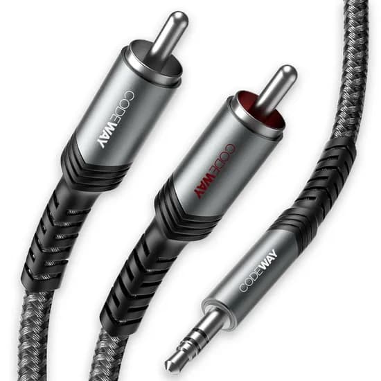 코드웨이 3.5mm AUX to 2RCA 스테레오 오디오 케이블, 1.5m, 그레이, 1개