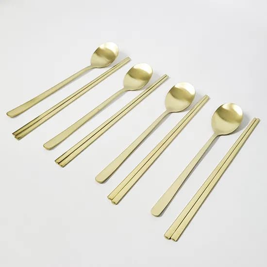 키친아트 금상첨화 티타늄 수저 세트, 금색, 4세트, 1개