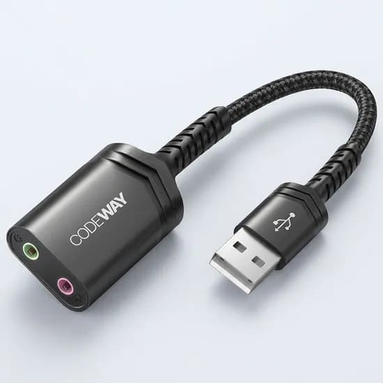 코드웨이 USB A to 3극 외장형 사운드카드 0.28m 블랙 1개