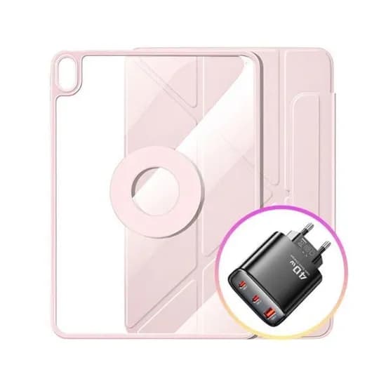 듀얼충전기 아이패드 미니 6세대 마그네틱 케이스 Toocki 고속충전기 40W, 케이스, 핑크+ 충전기, 블랙