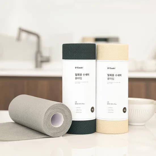 가쯔 프리미엄 일회용 수세미 롤타입, 라이트그레이, 60매, 2개