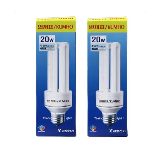 번개표 삼파장 전구 E20EX-D 20W E26 주광색 2개