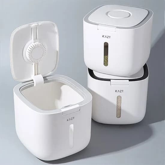 가쯔 모던 원터치 밀폐 주방 쌀통, 블랙, 5kg
