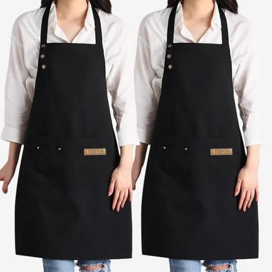 허블리 버튼 길이조절 앞치마, 블랙, 2개