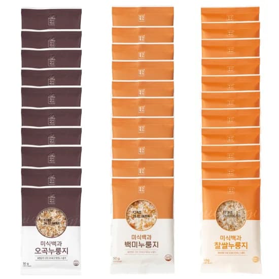 미식백과 누룽지 백미 10봉 찹쌀 10봉 오곡 10봉 50g 30봉