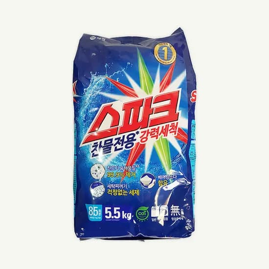 애경 스파크 오리지널 찬물전용 세탁세제 분말형 일반 드럼 겸용 5.5kg 1개