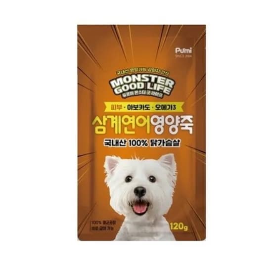 푸르미 몬스터 굿 라이프 영양죽, 강아지, 삼계연어, 120g, 24개