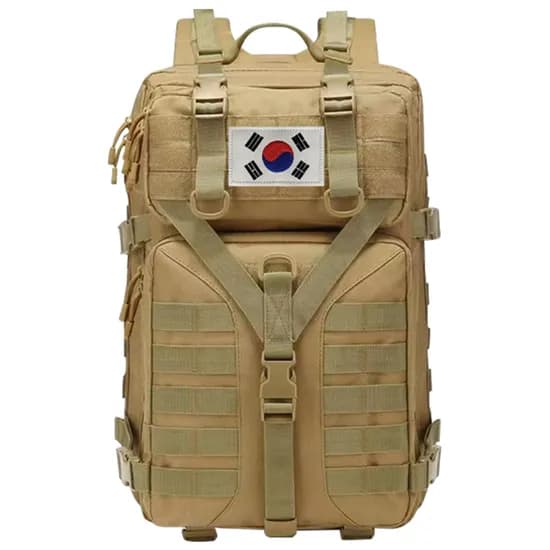 군인 전용 전술가방 대용량백팩 + 태극기, 900D, 45L, 베이지