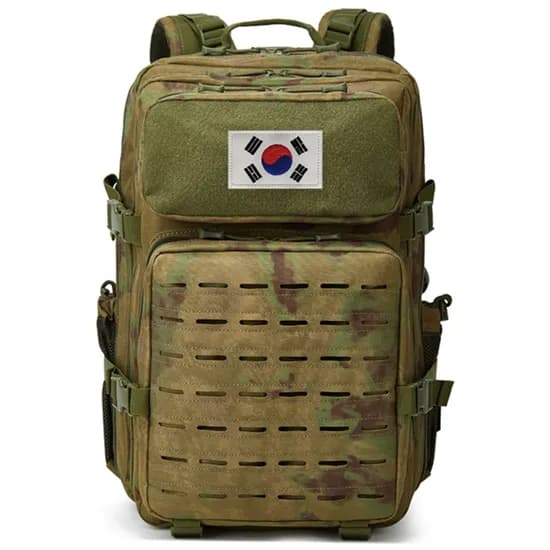 군인 전용 전술가방 대용량백팩 + 태극기, 45L, 밀리터리 카키