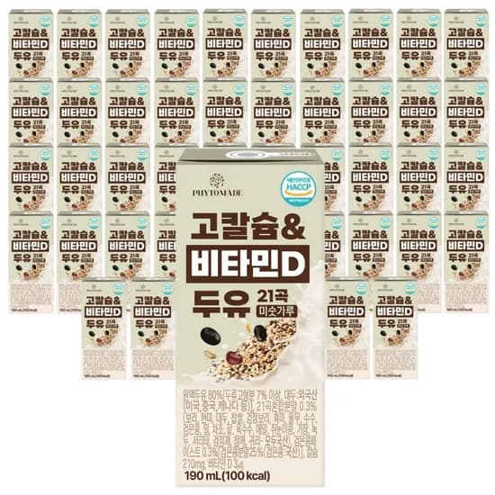 파이토메이드 고칼슘 비타민D 두유 21곡 미숫가루, 190ml, 48개