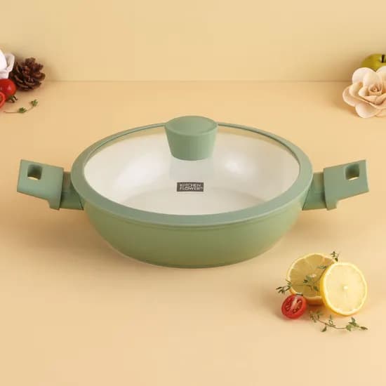 키친플라워 쿠킨 올리오 세라믹 인덕션 전골냄비 그린 24cm 1개