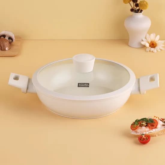 키친플라워 쿠킨 올리오 세라믹 인덕션 전골냄비, 아이보리, 24cm, 1개