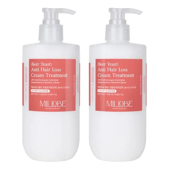 밀로베 맥주효모 탈모 크림트리트먼트 극손상모전용 500ml 2개