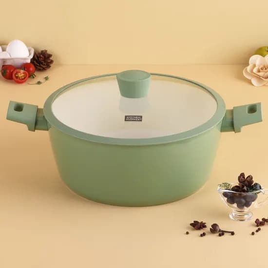 키친플라워 쿠킨 올리오 세라믹 인덕션 곰솥냄비 그린 28cm 1개