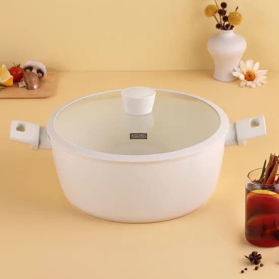 키친플라워 쿠킨 올리오 세라믹 인덕션 곰솥냄비, 아이보리, 28cm, 1개