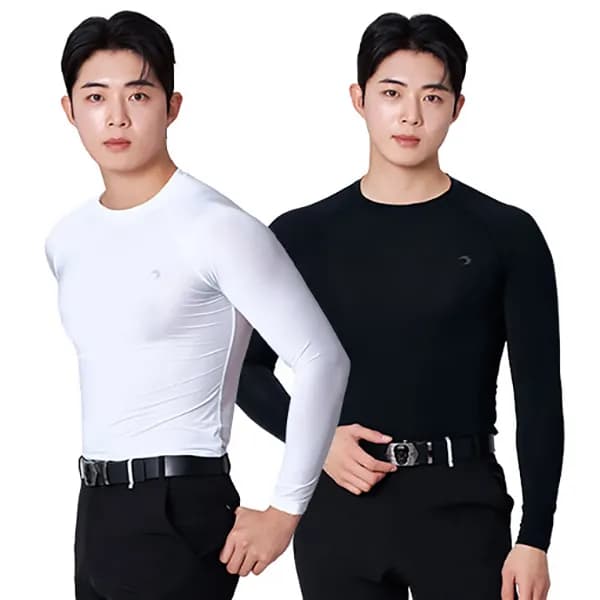 TS스포츠 남성 골프웨어 이너웨어 자외선차단 냉감 쿨 티셔츠 라운드넥 메쉬화이트 105