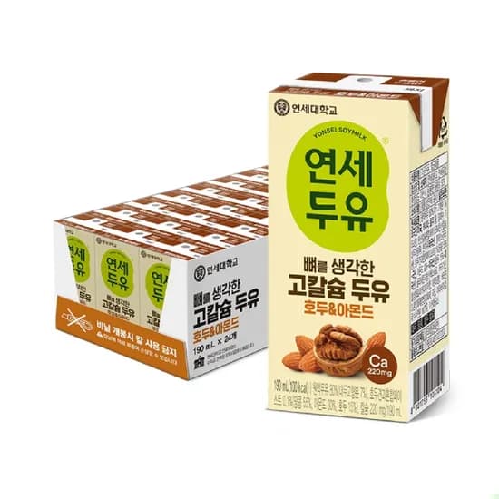 연세두유 뼈를 생각한 고칼슘 두유 호두&아몬드, 190ml, 24팩