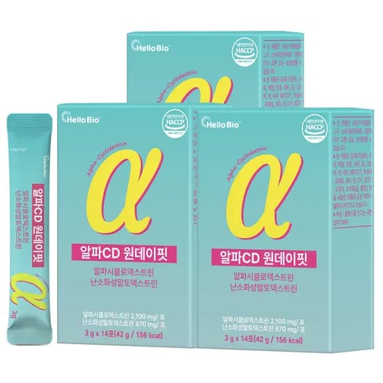 헬로바이오 알파CD 원데이핏 알파시글로덱스트린, 3g, 14포, 3개