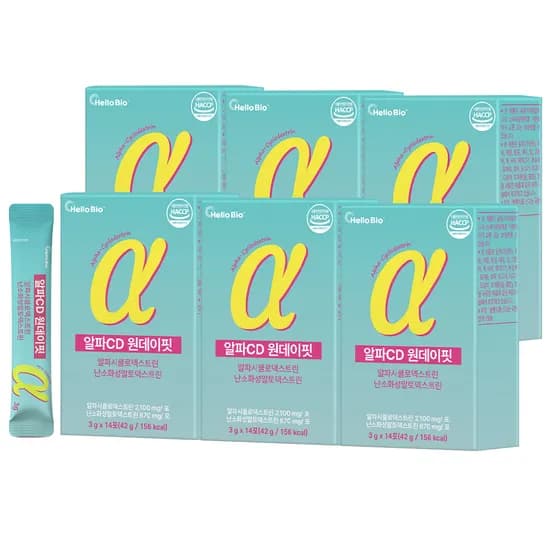 헬로바이오 알파CD 원데이핏 알파시글로덱스트린, 3g, 14포, 6개