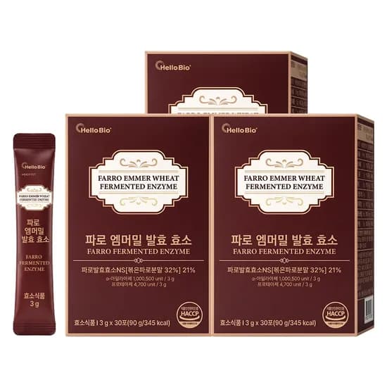 헬로바이오 파로 엠머밀 발효 효소 3g 30포 3박스