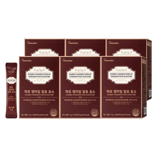헬로바이오 파로 엠머밀 발효 효소, 3g, 30포, 6박스
