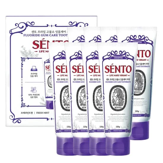 센토 프라임 고불소 잇몸케어 치약, 프레쉬민트향, 120g, 8개