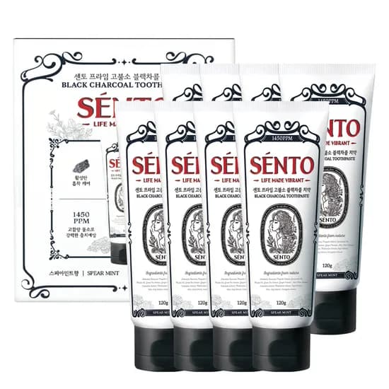 센토 프라임 고불소 블랙차콜 치약 스피아민트향 120g 8개