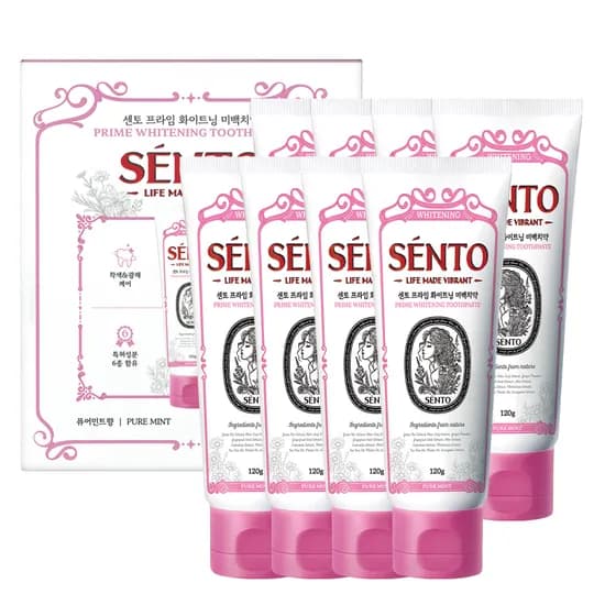 센토 프라임 화이트닝 미백치약 퓨어민트향, 120g, 4개입, 2개
