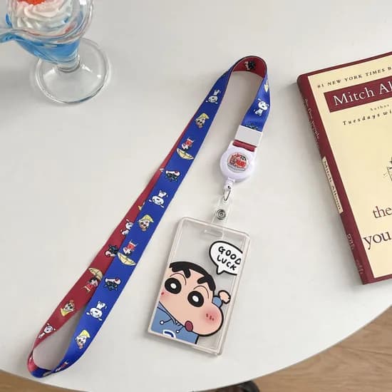 문구보따리 짱구 릴홀더 카드목걸이 교통카드 사원증 학생증, 짱구 흰둥이랑, 1개
