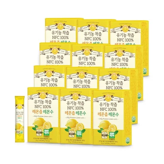 유기농 착즙 100% 프리미엄 레몬즙 레몬수, 20g, 14포, 12박스