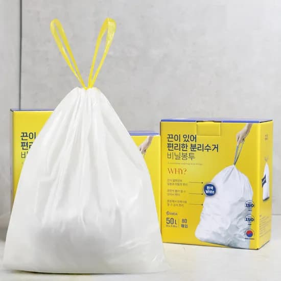 끈 달린 재활용 분리수거봉투 50L 80매 1개