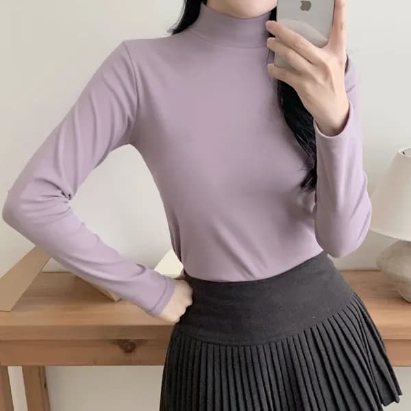 허블리 도톰 기모 하프넥 티셔츠 라이트퍼플 XL 1개