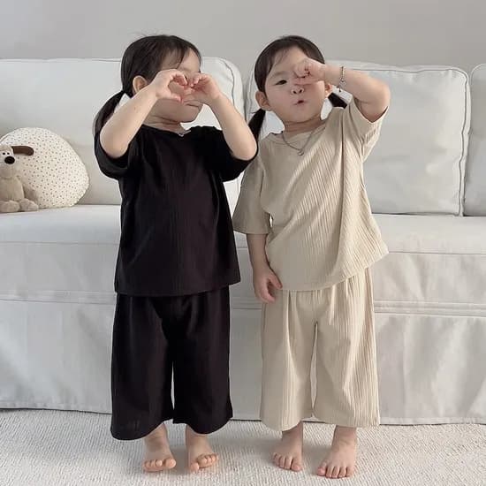 무지 플리츠 상하세트 블랙 S
