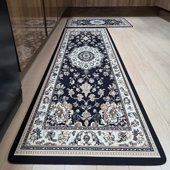 숲과사람들 페르시안 발매트, 블랙, 80x50cm+120x40cm, 1세트