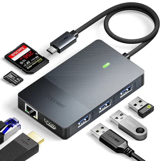 코드웨이 USB C타입 8IN1 노트북 맥북 멀티허브, 그레이, 1개