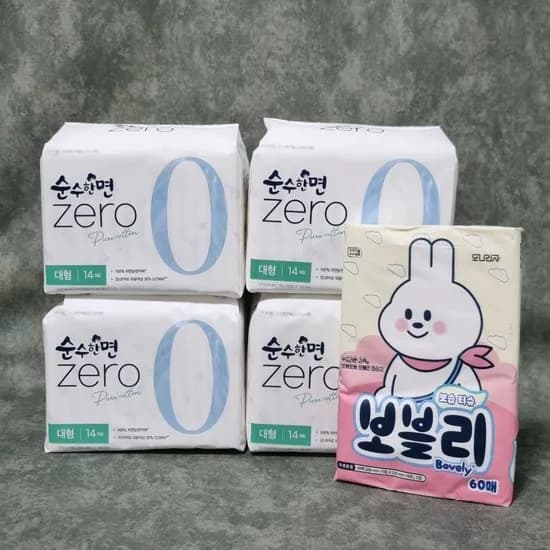 순수한면 제로 순면 뉴 대형 날개형 생리대 대형 14개입 4개
