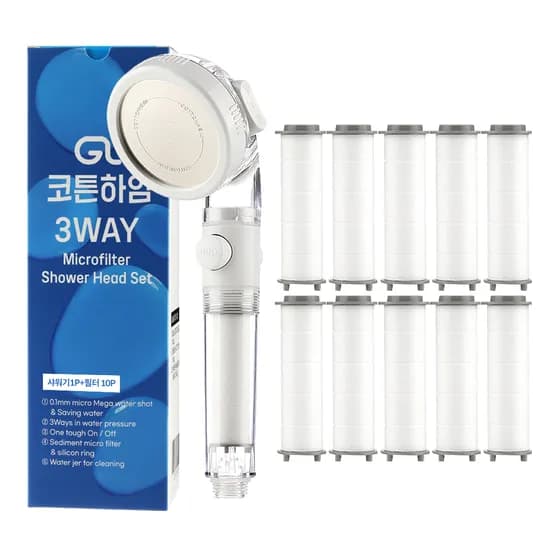 코튼하임 3WAY 마이크로필터 샤워기 화이트 필터 10개 1개