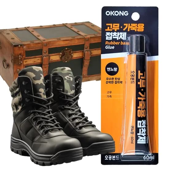 오공 고무 가죽 전용 접착제 연노랑색 60ml 1개