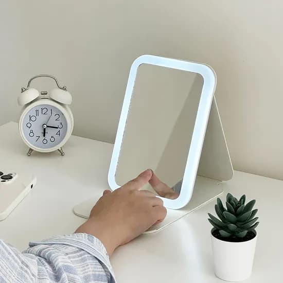 루시아이 심플 접이식 LED 조명 거울 3colors, 블랙