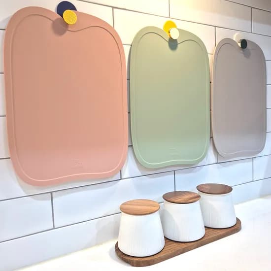 메로아 TPU 도마 3종 세트 파스텔핑크 라이트그린 소프트그레이 340x240mm 1세트
