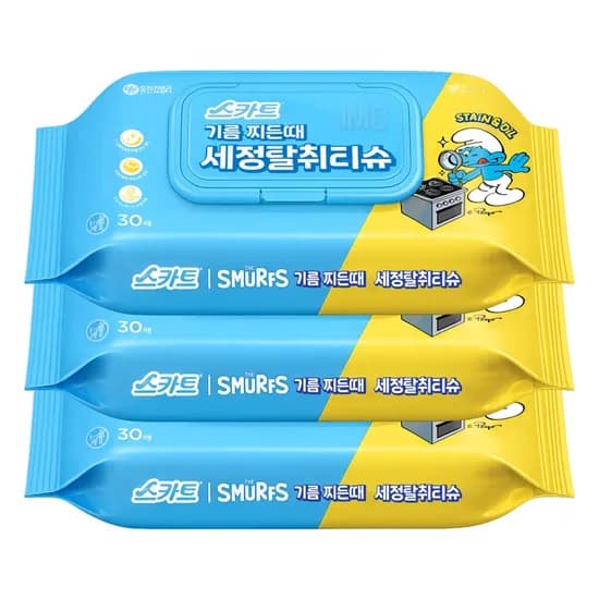 스카트 기름때전용 세정티슈 30매 3팩