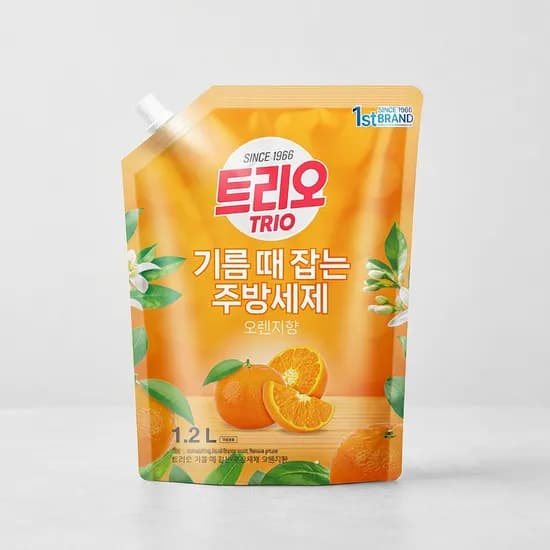 애경 트리오 기름때 잡는 오렌지향 주방세제 리필 1.2L 3개