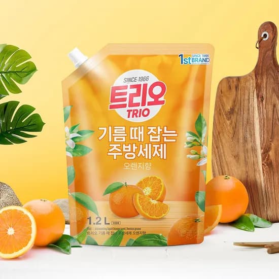 애경 트리오 기름때 잡는 오렌지향 주방세제 리필 1.2L 5개